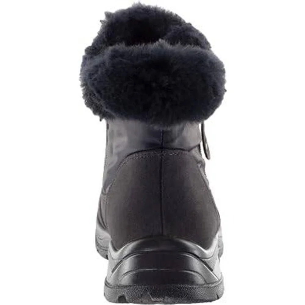 Easy Street Womens Frosty Winter Boots Navy Blue Faux Fur Ankle Booties Size 7 W